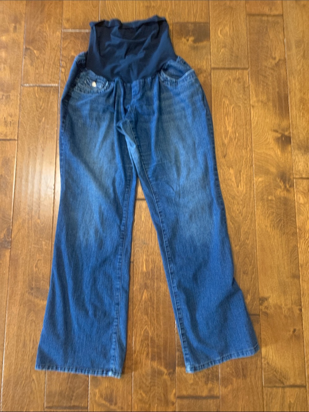 Maternity Wide-Leg Jeans with Supportive Panel in Dark Blue